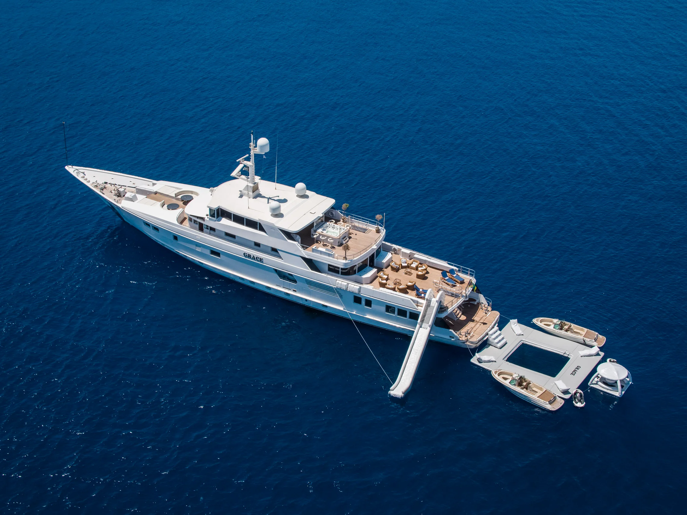 Grace Yacht in Dubai with water slide for swimming – Luxury yacht experience